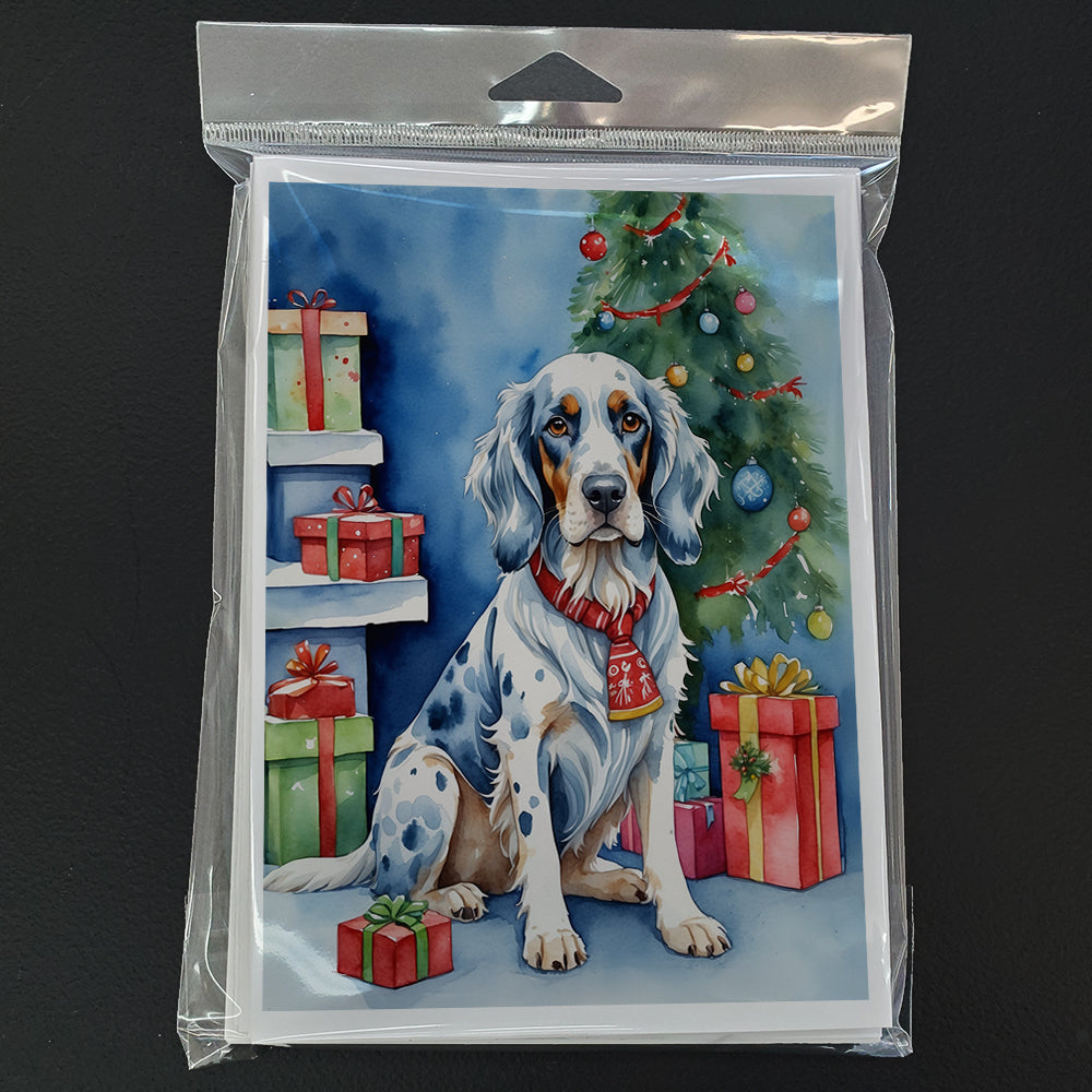 English Setter Christmas Reindeer Greeting Cards Pack of 8