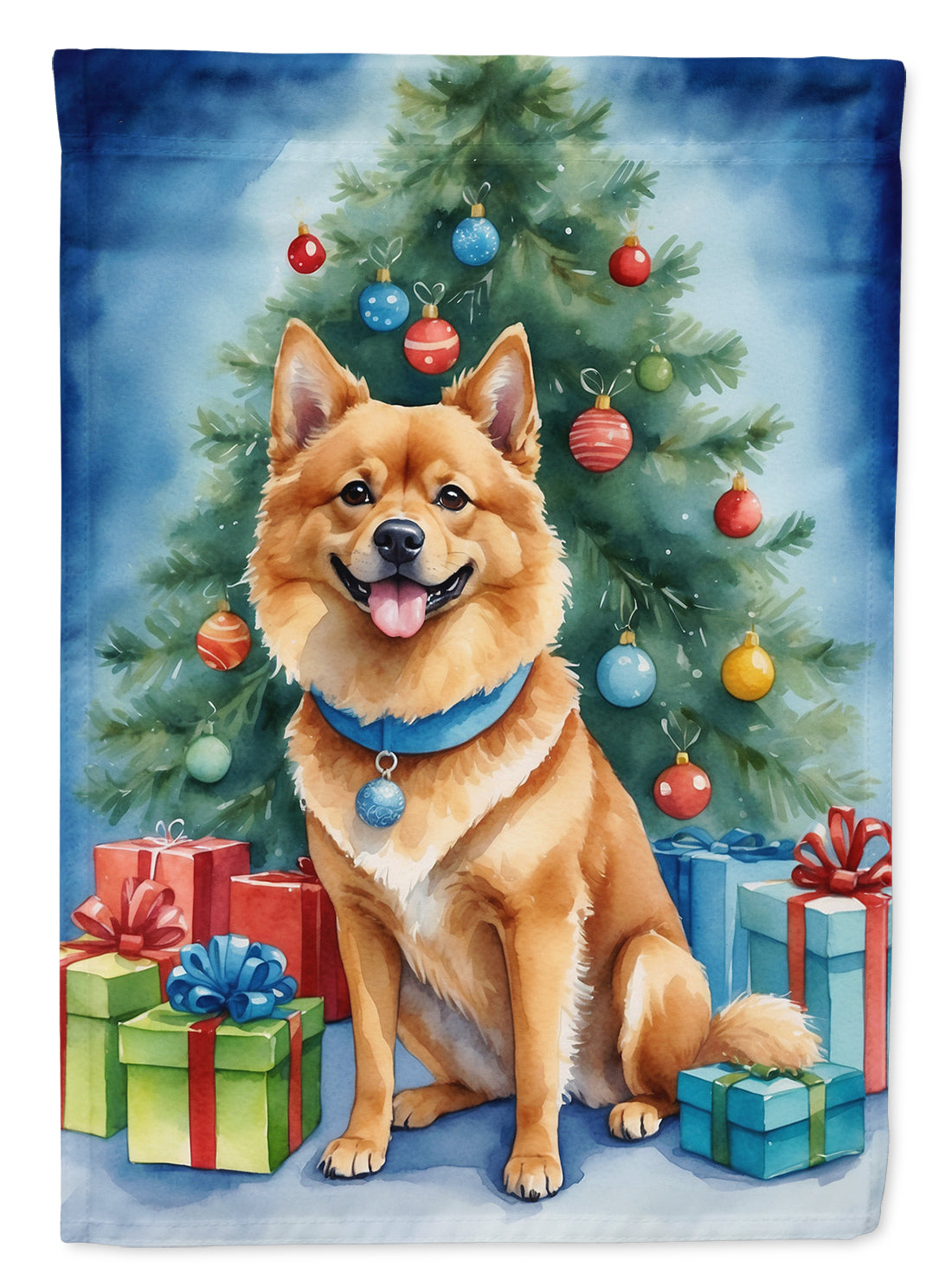 Buy this Finnish Spitz Christmas Reindeer House Flag