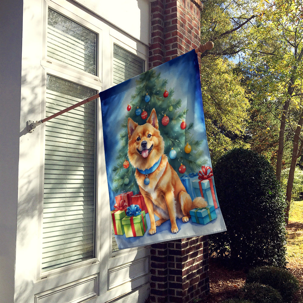 Finnish Spitz Christmas Reindeer House Flag