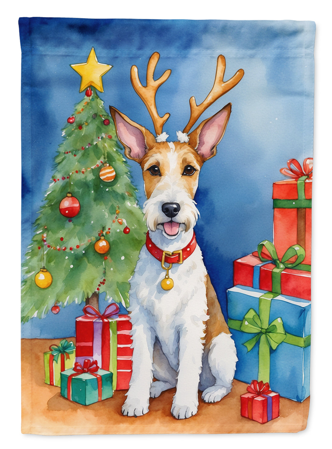 Buy this Fox Terrier Christmas Reindeer House Flag