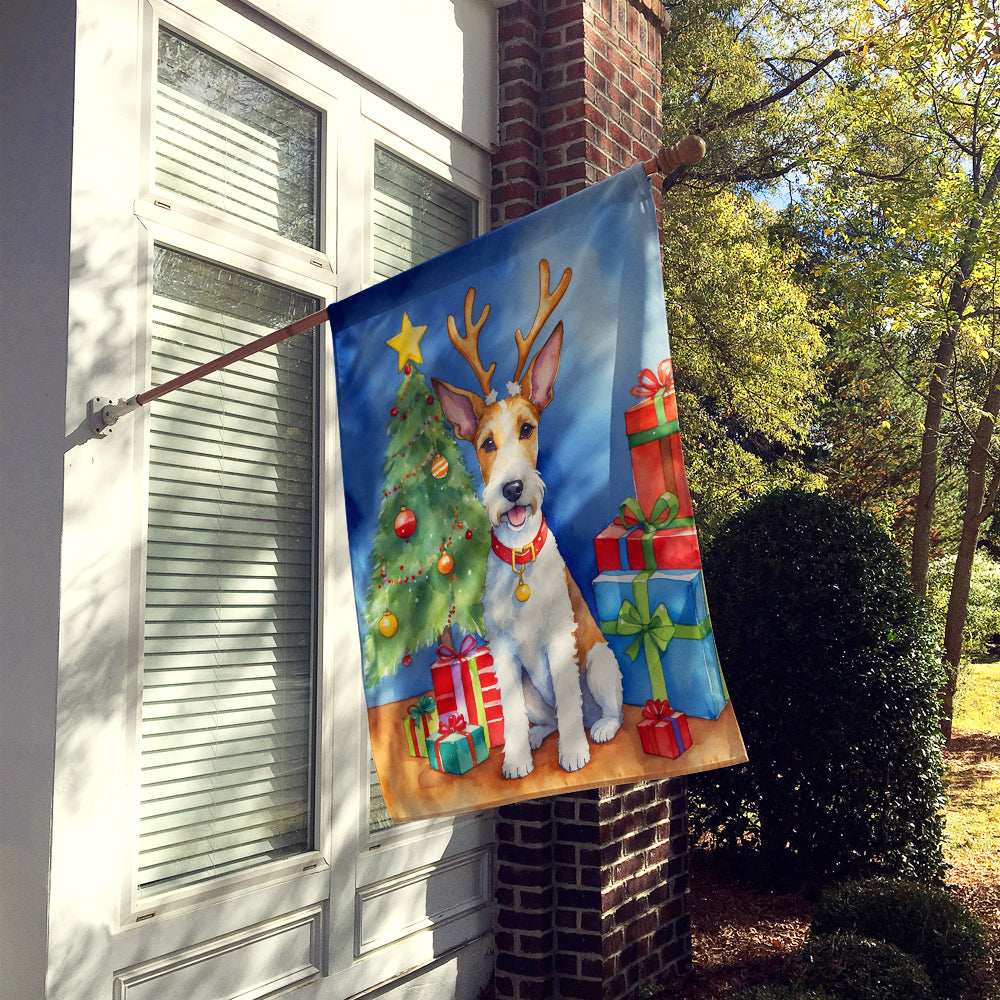 Fox Terrier Christmas Reindeer House Flag