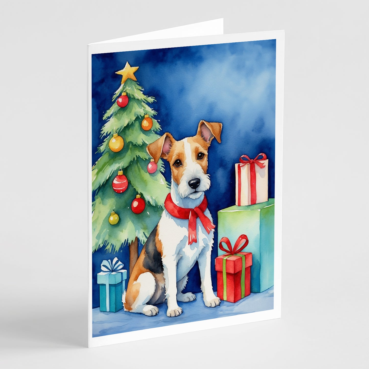 Buy this Fox Terrier Christmas Reindeer Greeting Cards Pack of 8