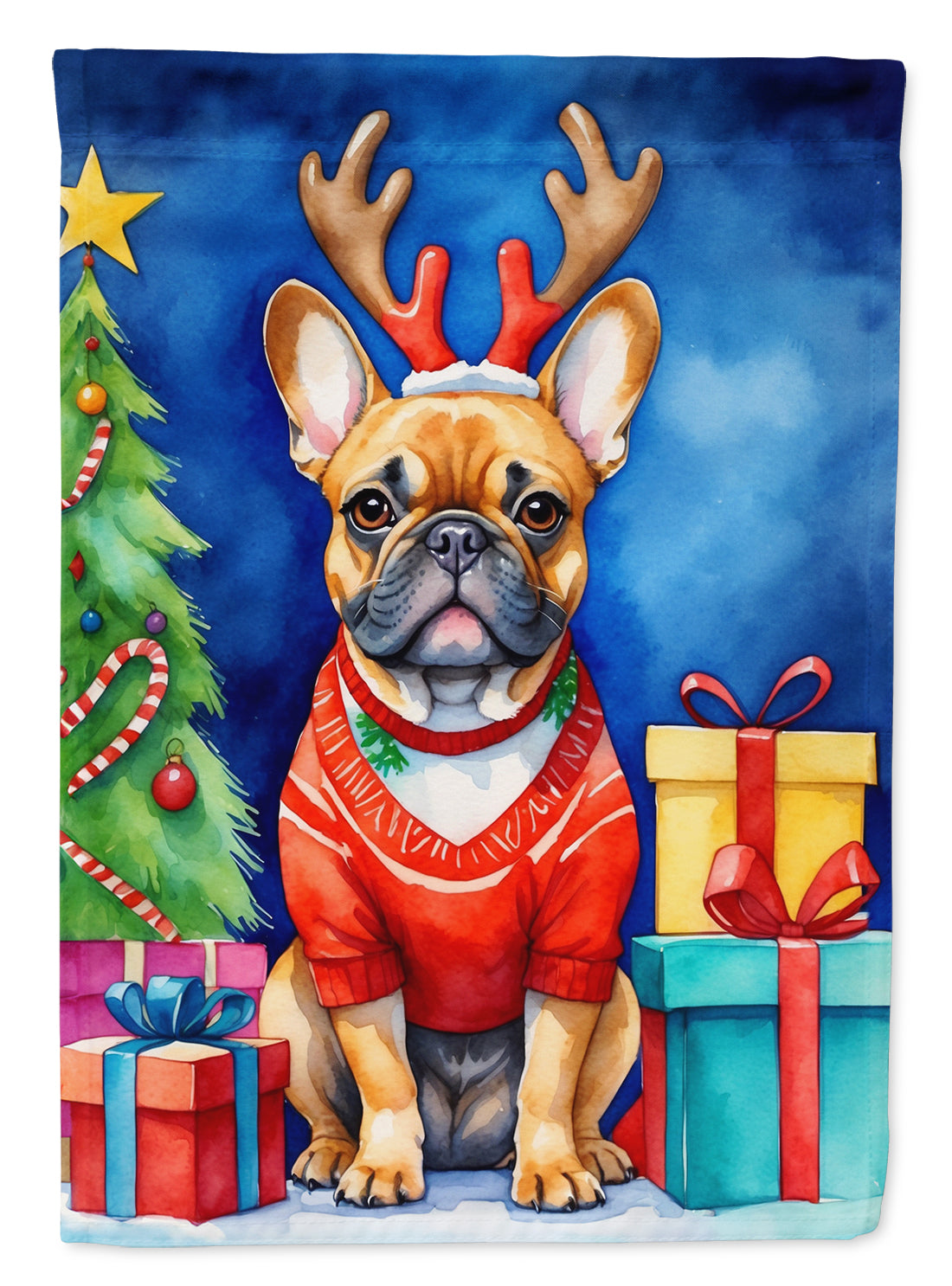 Buy this French Bulldog Christmas Reindeer House Flag