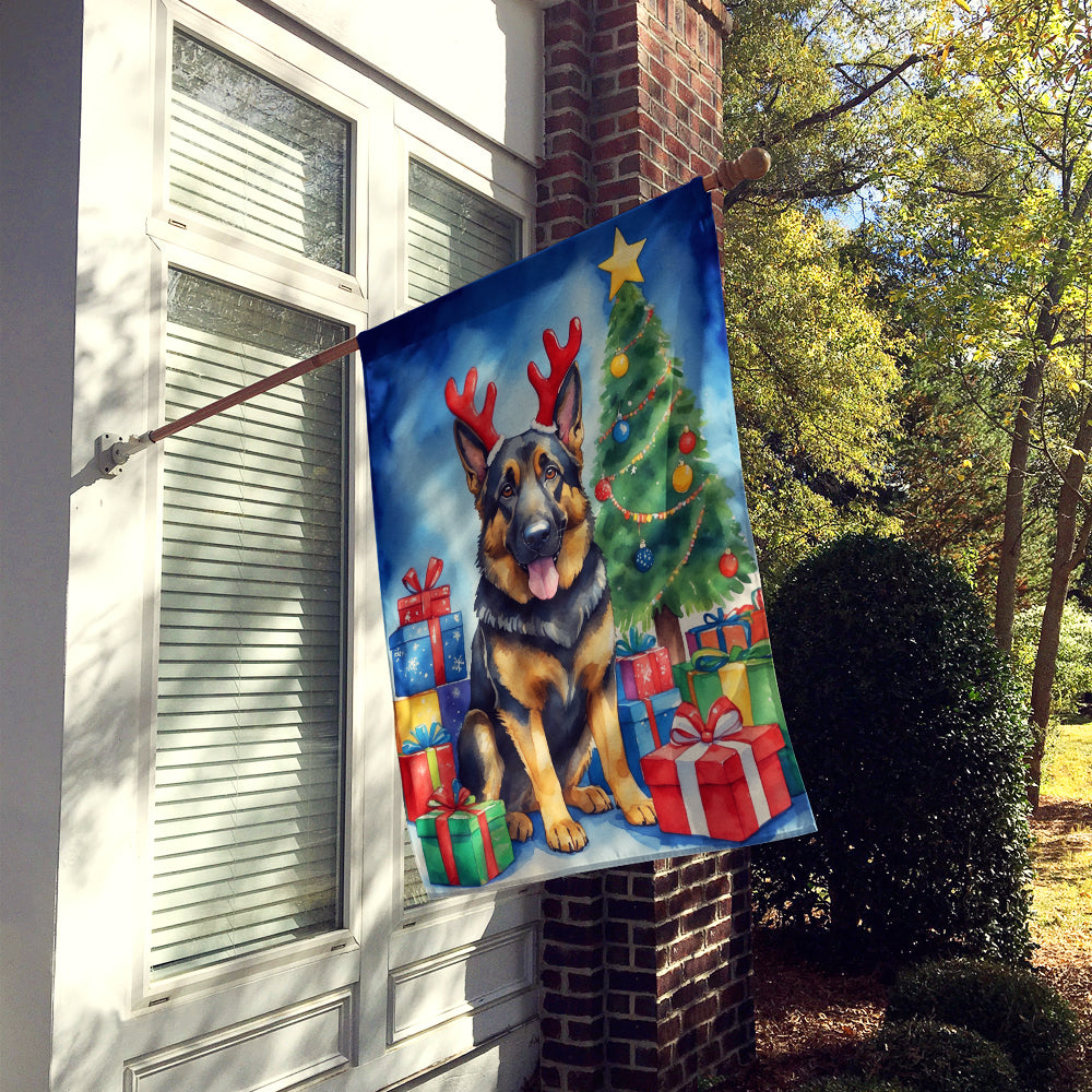 German Shepherd Christmas Reindeer House Flag