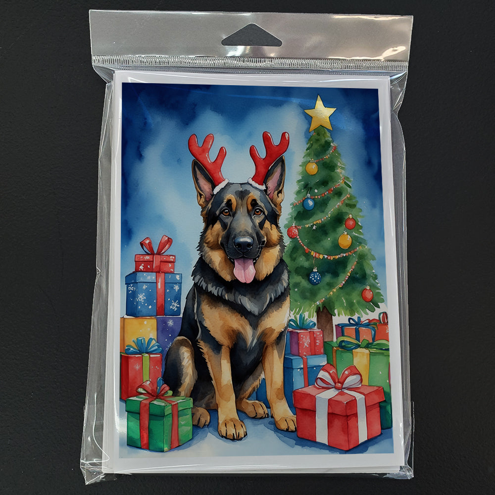 German Shepherd Christmas Reindeer Greeting Cards Pack of 8