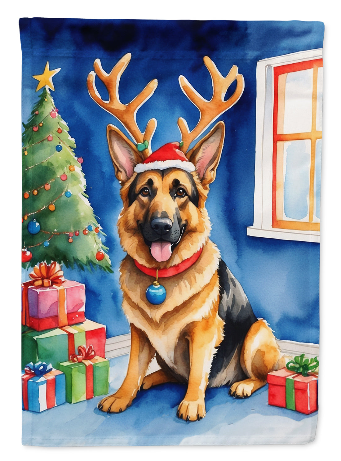 Buy this German Shepherd Christmas Reindeer House Flag