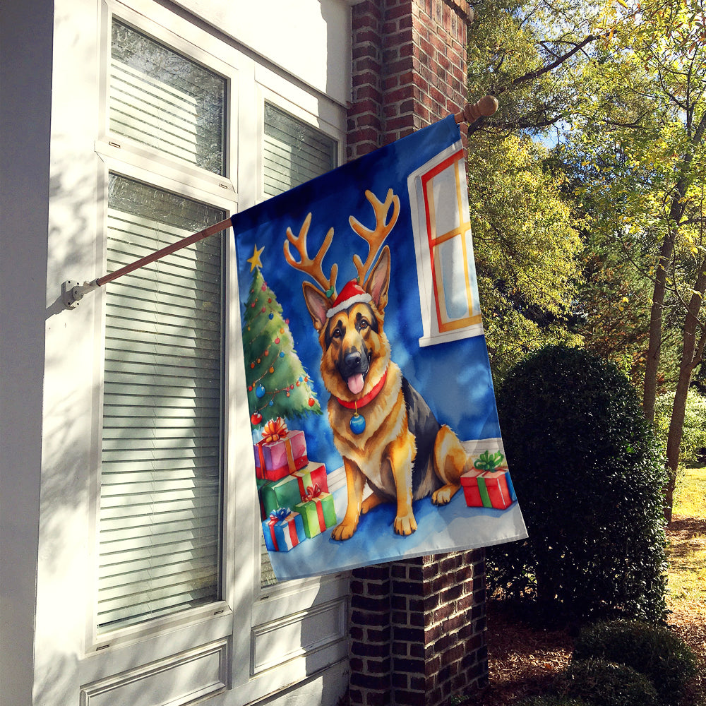 German Shepherd Christmas Reindeer House Flag