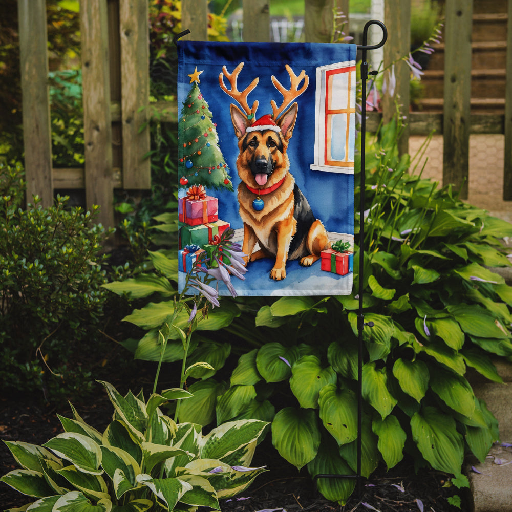 German Shepherd Christmas Reindeer Garden Flag