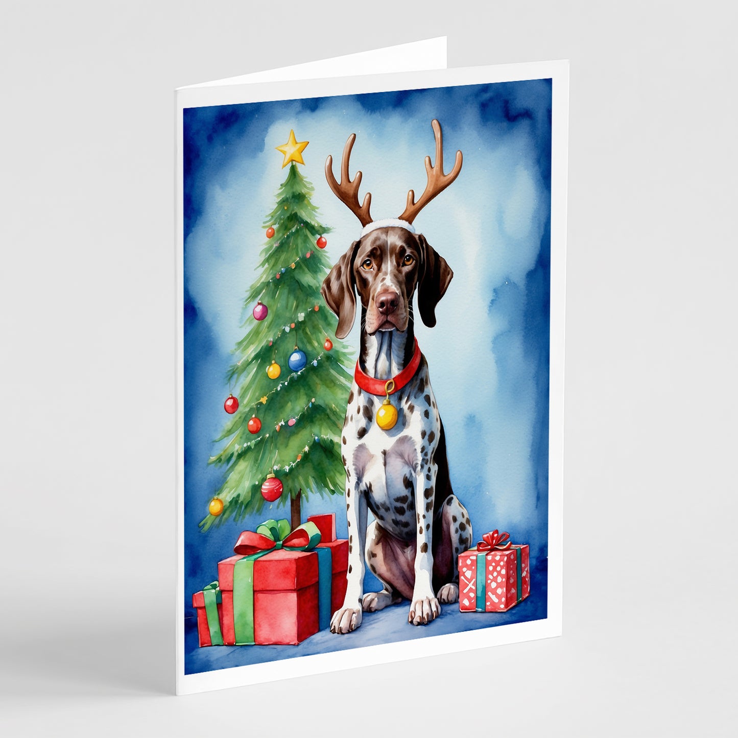 Buy this German Shorthaired Pointer Christmas Reindeer Greeting Cards Pack of 8