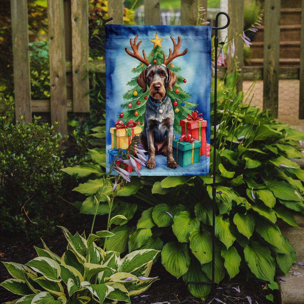 German Wirehaired Pointer Christmas Reindeer Garden Flag