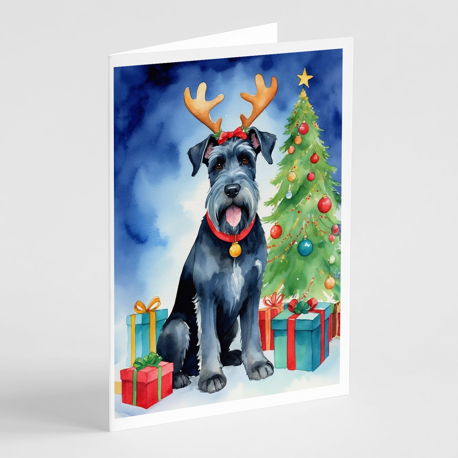 Buy this Giant Schnauzer Pointer Christmas Reindeer Greeting Cards Pack of 8