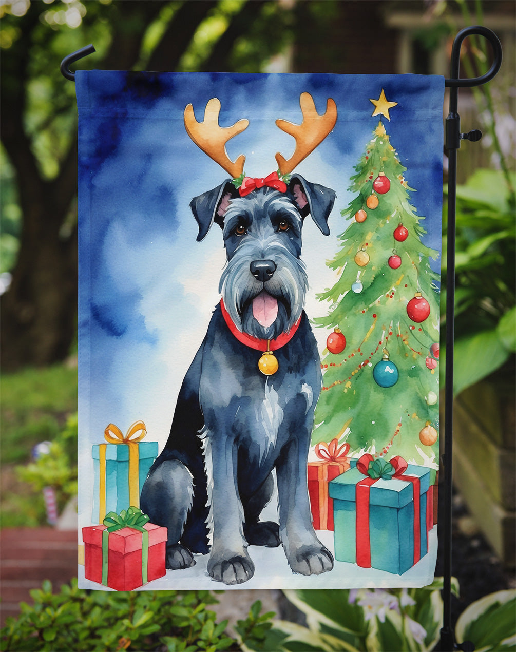 Giant Schnauzer Pointer Christmas Reindeer Garden Flag