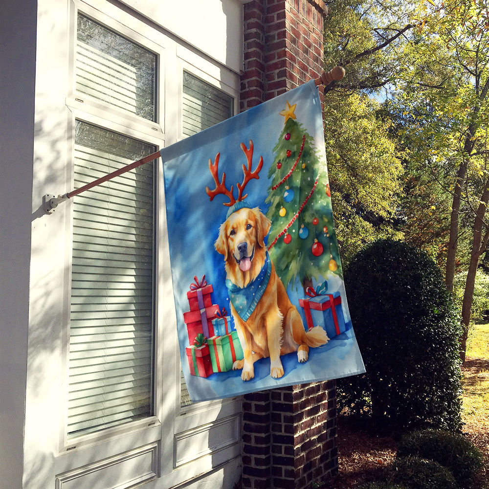 Golden Retriever Christmas Reindeer House Flag