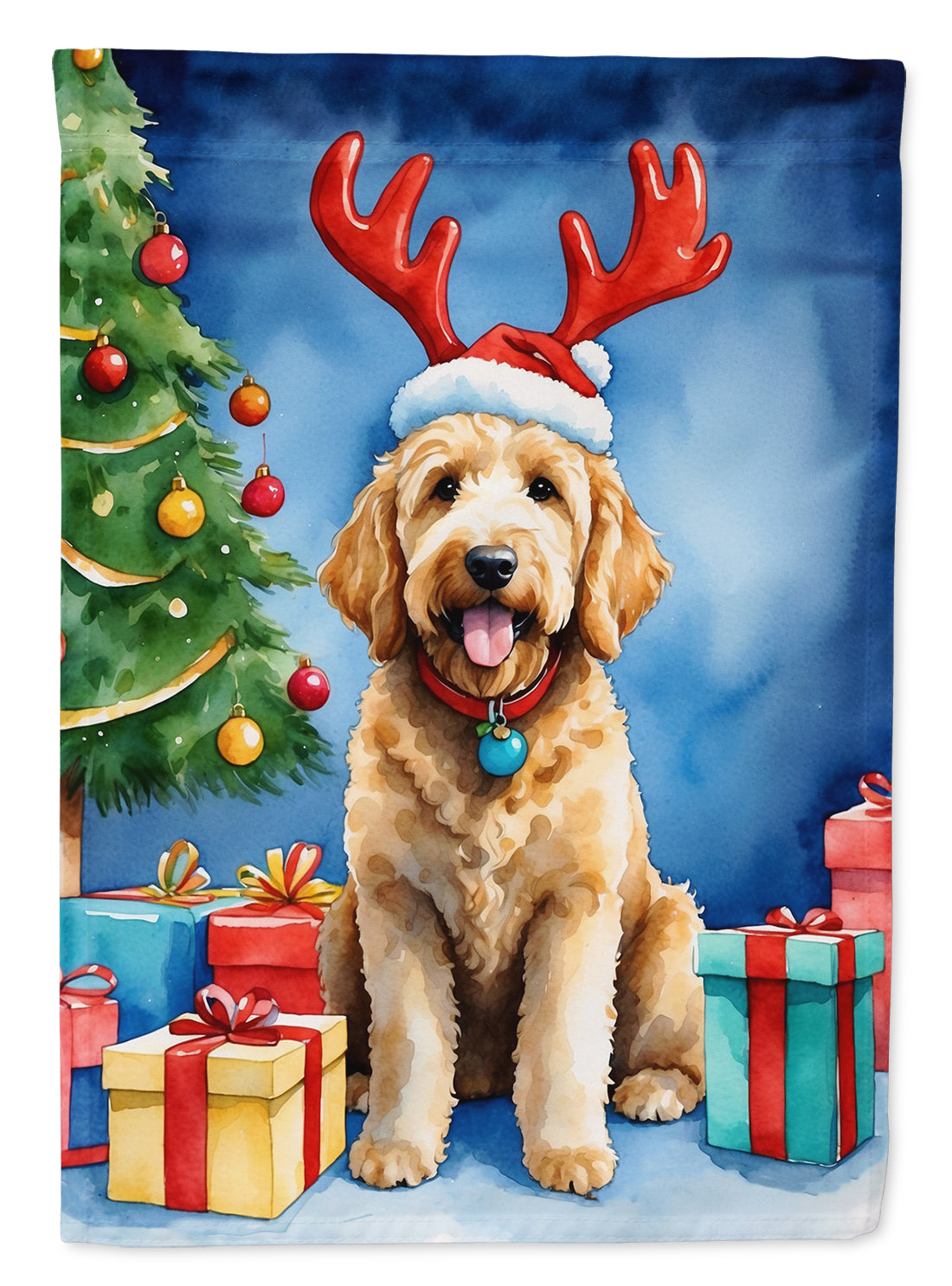 Buy this Goldendoodle Christmas Reindeer House Flag