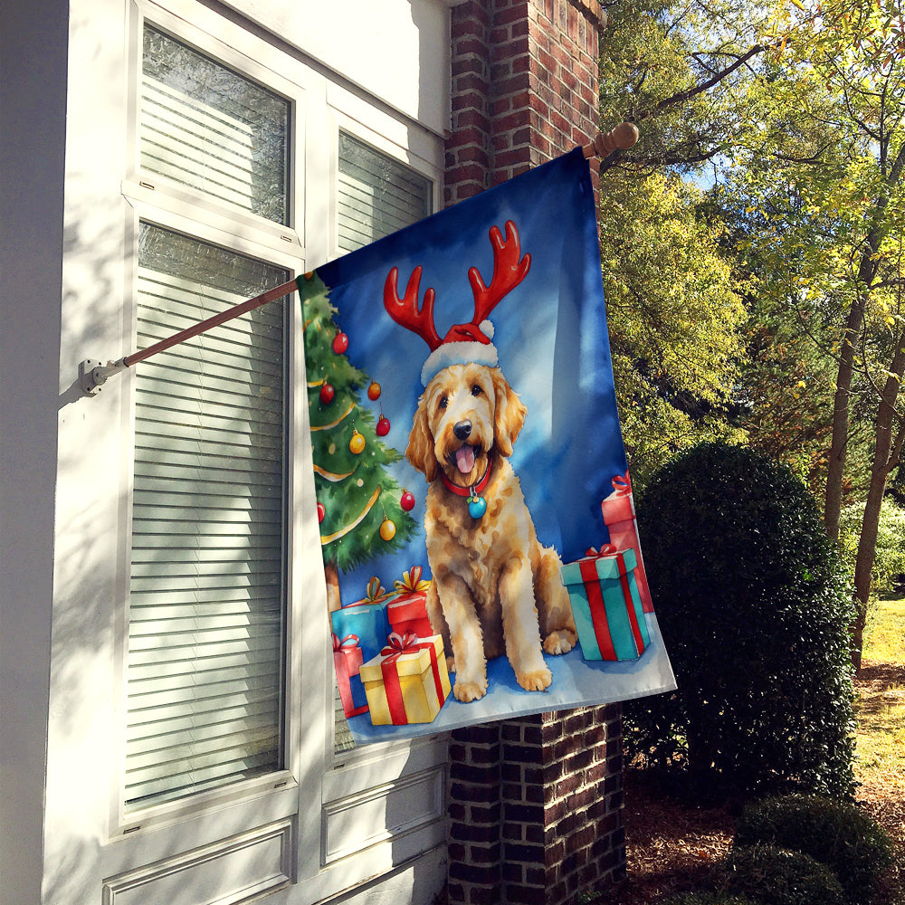 Goldendoodle Christmas Reindeer House Flag