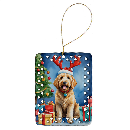 Buy this Goldendoodle Christmas Reindeer Porcelain Ornament