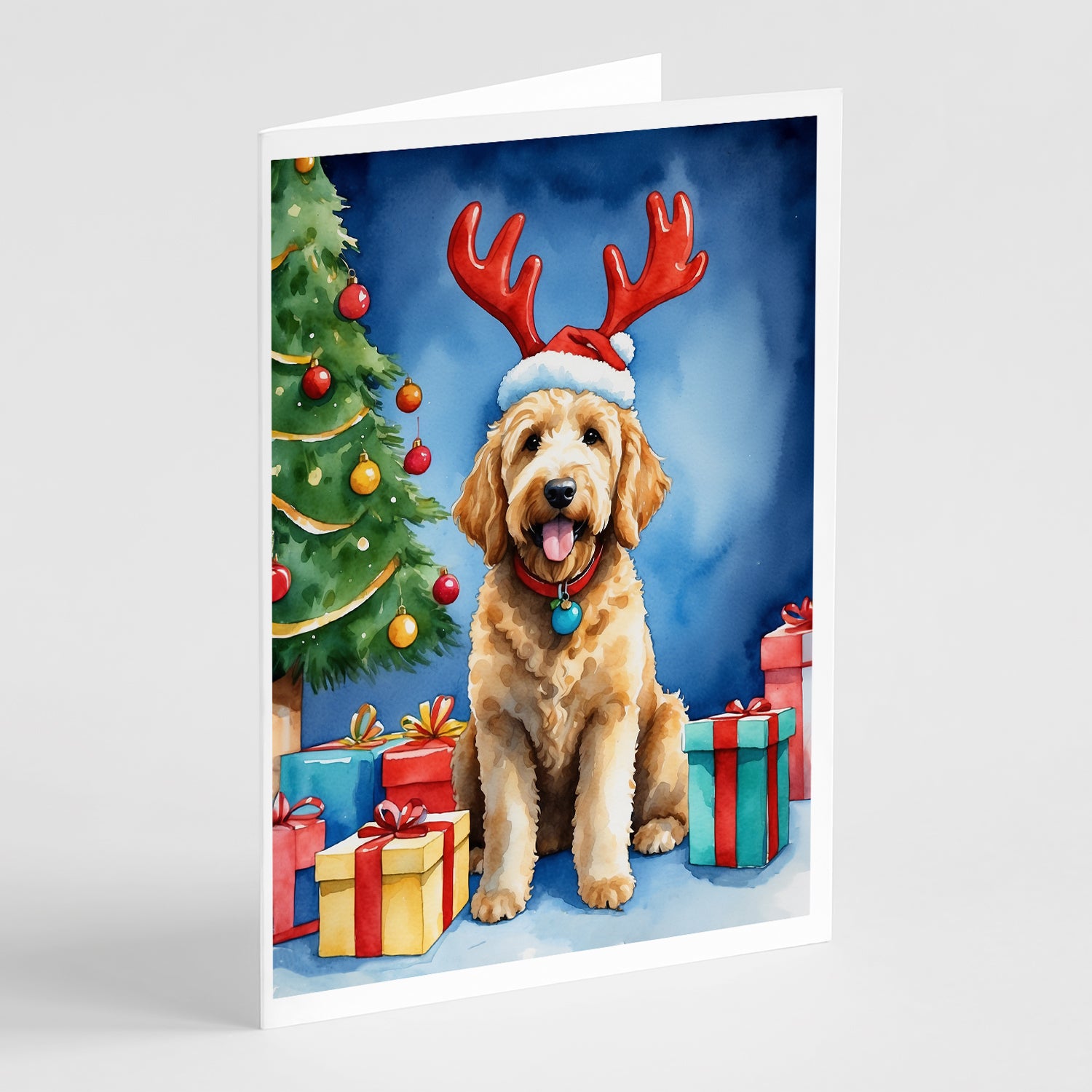 Buy this Goldendoodle Christmas Reindeer Greeting Cards Pack of 8