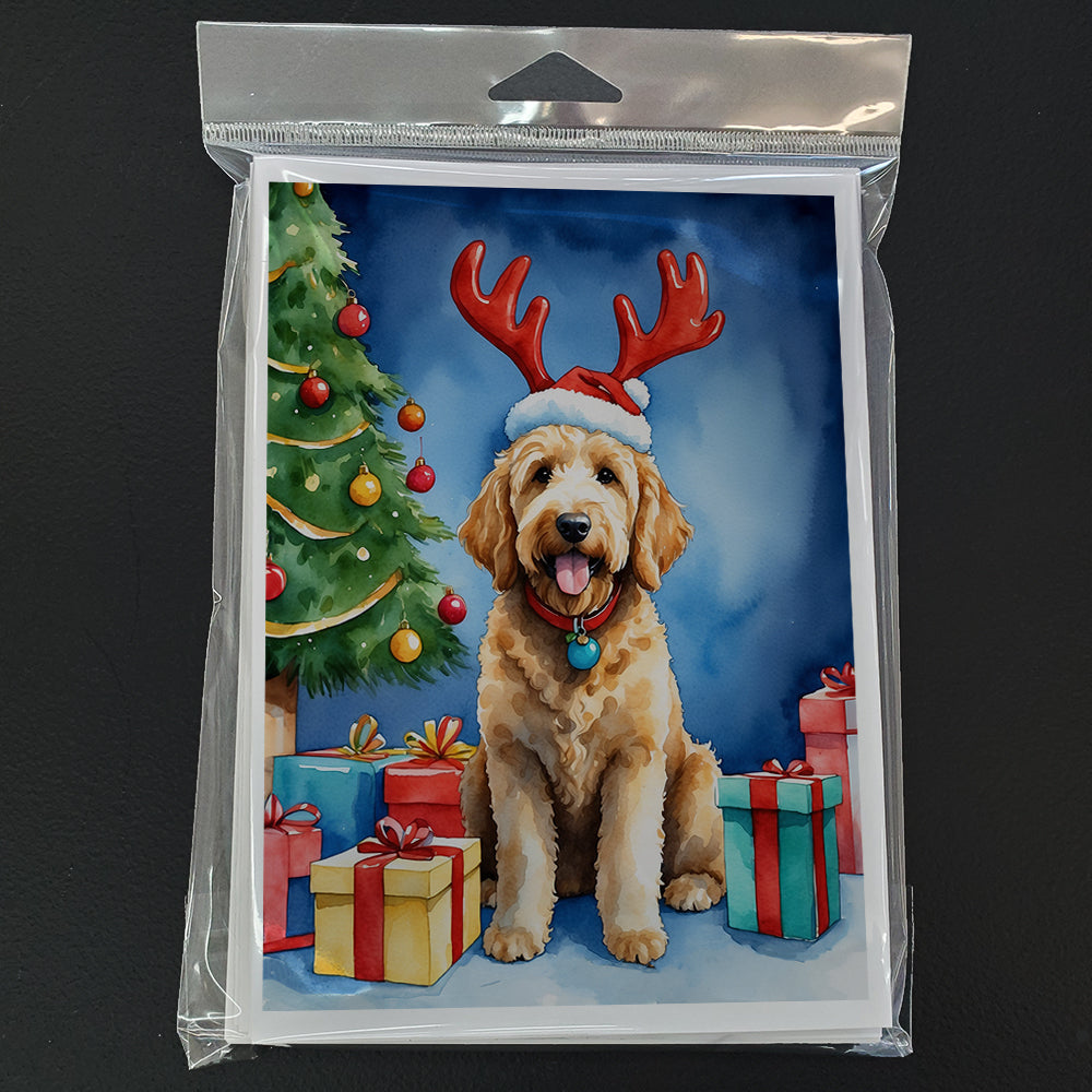 Goldendoodle Christmas Reindeer Greeting Cards Pack of 8