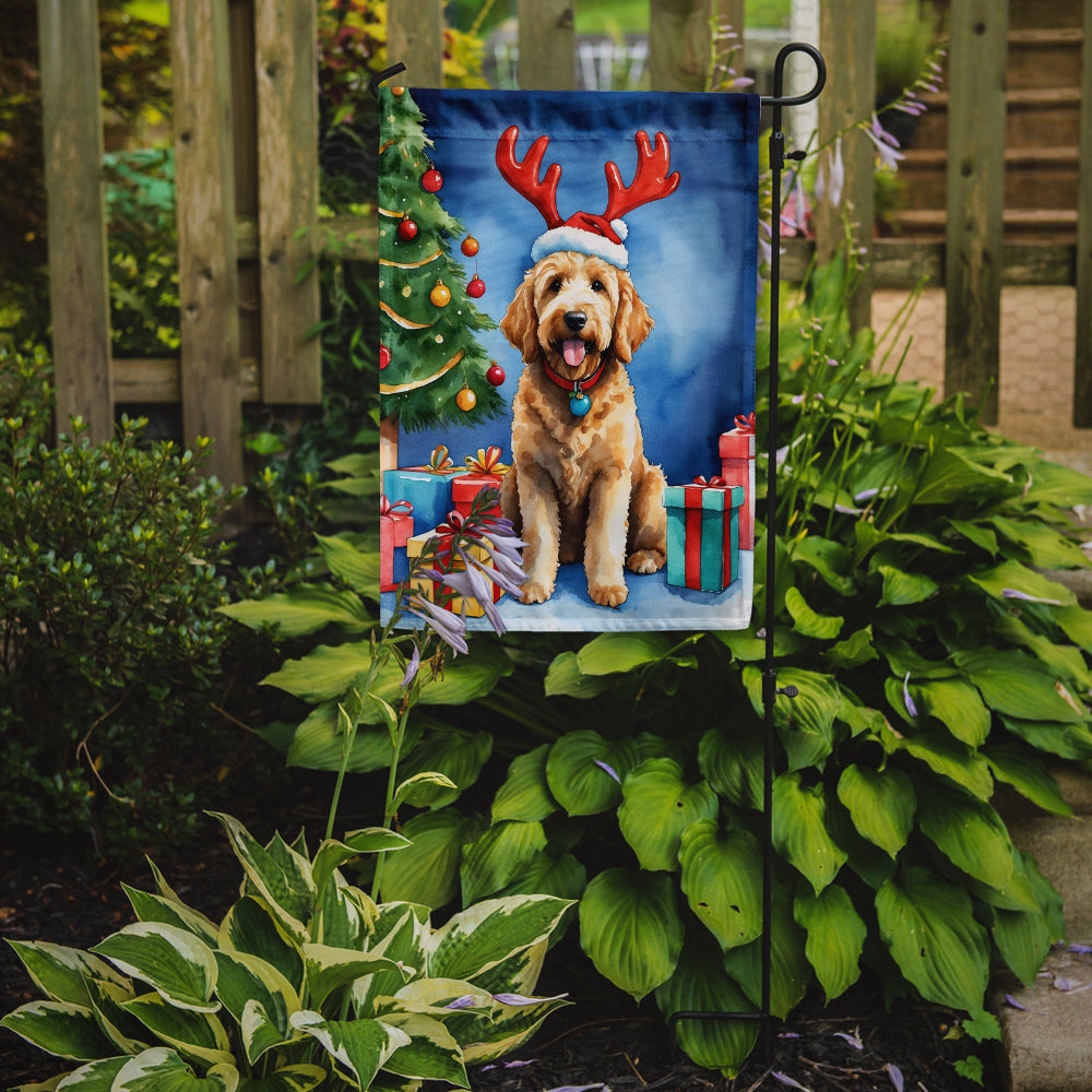 Goldendoodle Christmas Reindeer Garden Flag