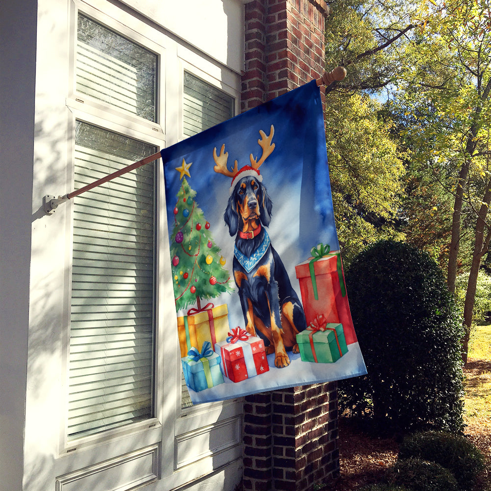 Gordon Setter Christmas Reindeer House Flag