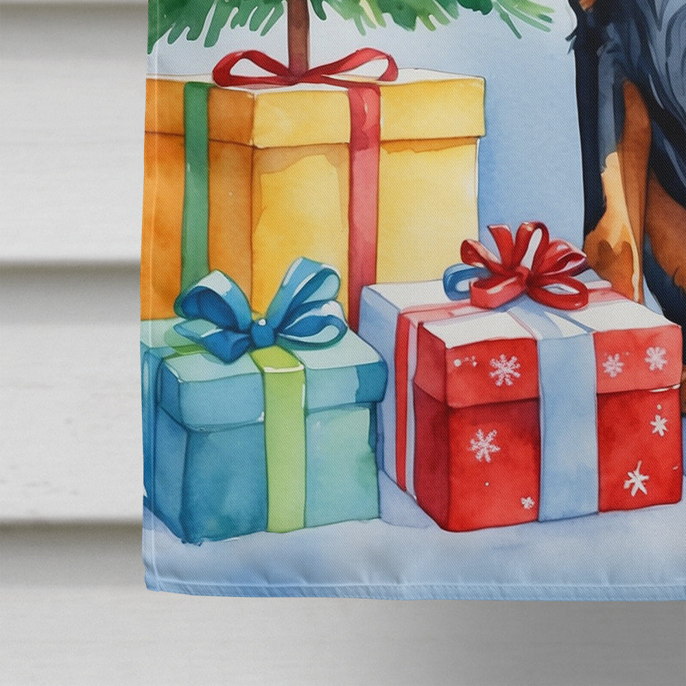 Gordon Setter Christmas Reindeer House Flag