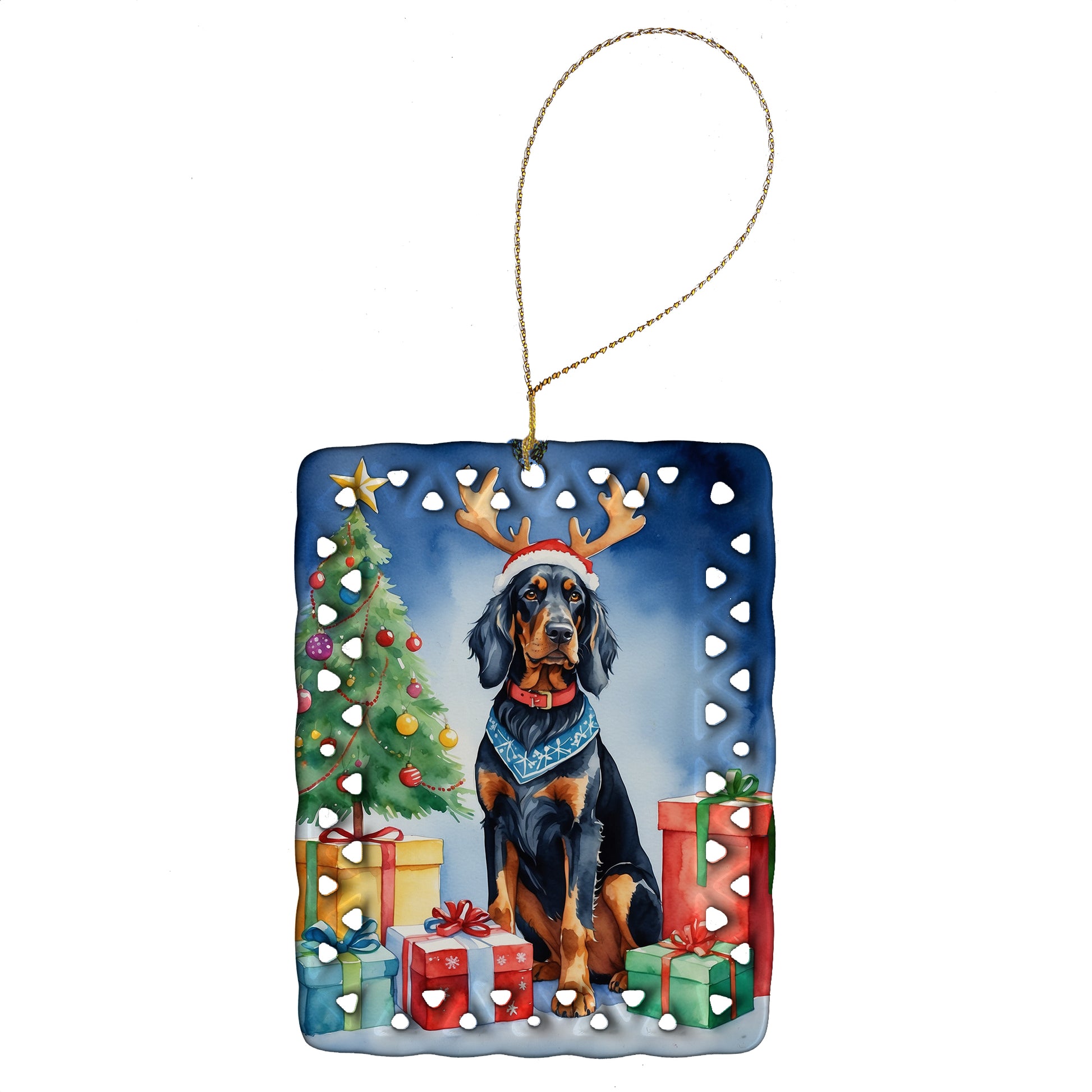 Buy this Gordon Setter Christmas Reindeer Porcelain Ornament