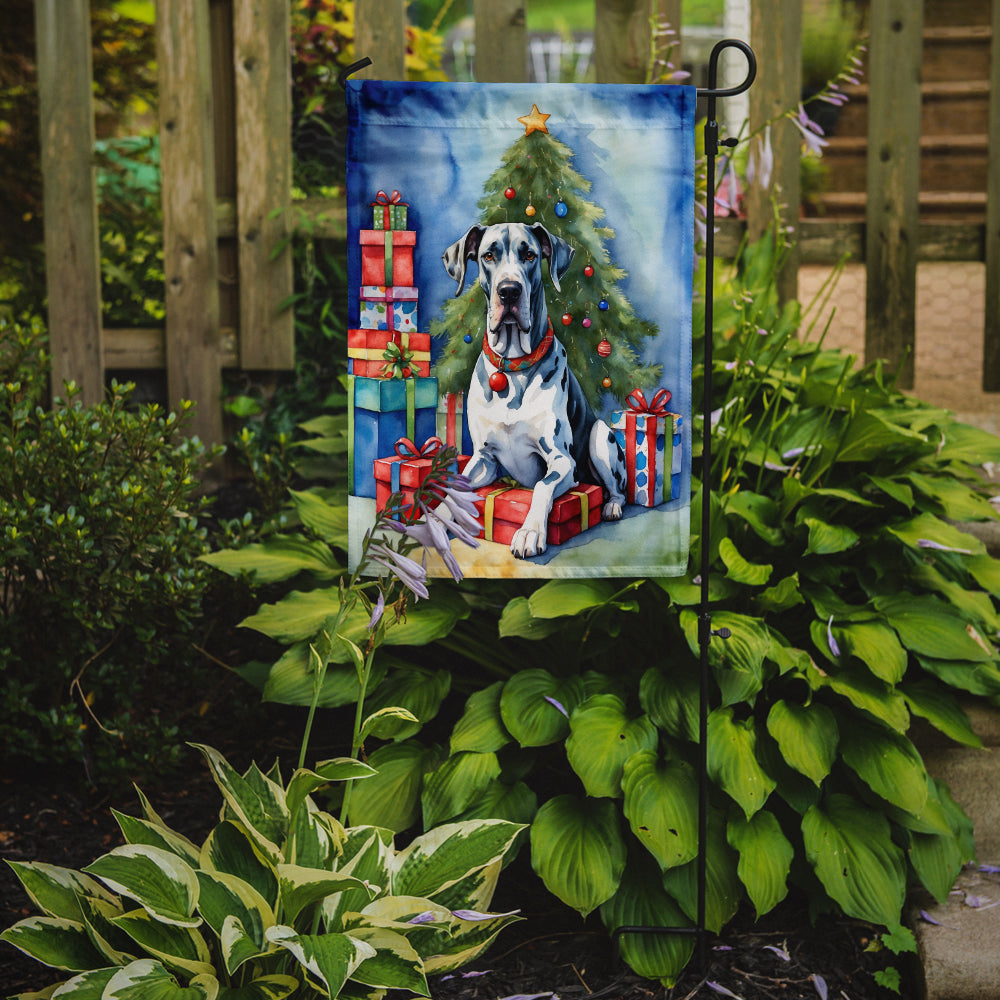 Harlequin Great Dane Christmas Reindeer Garden Flag