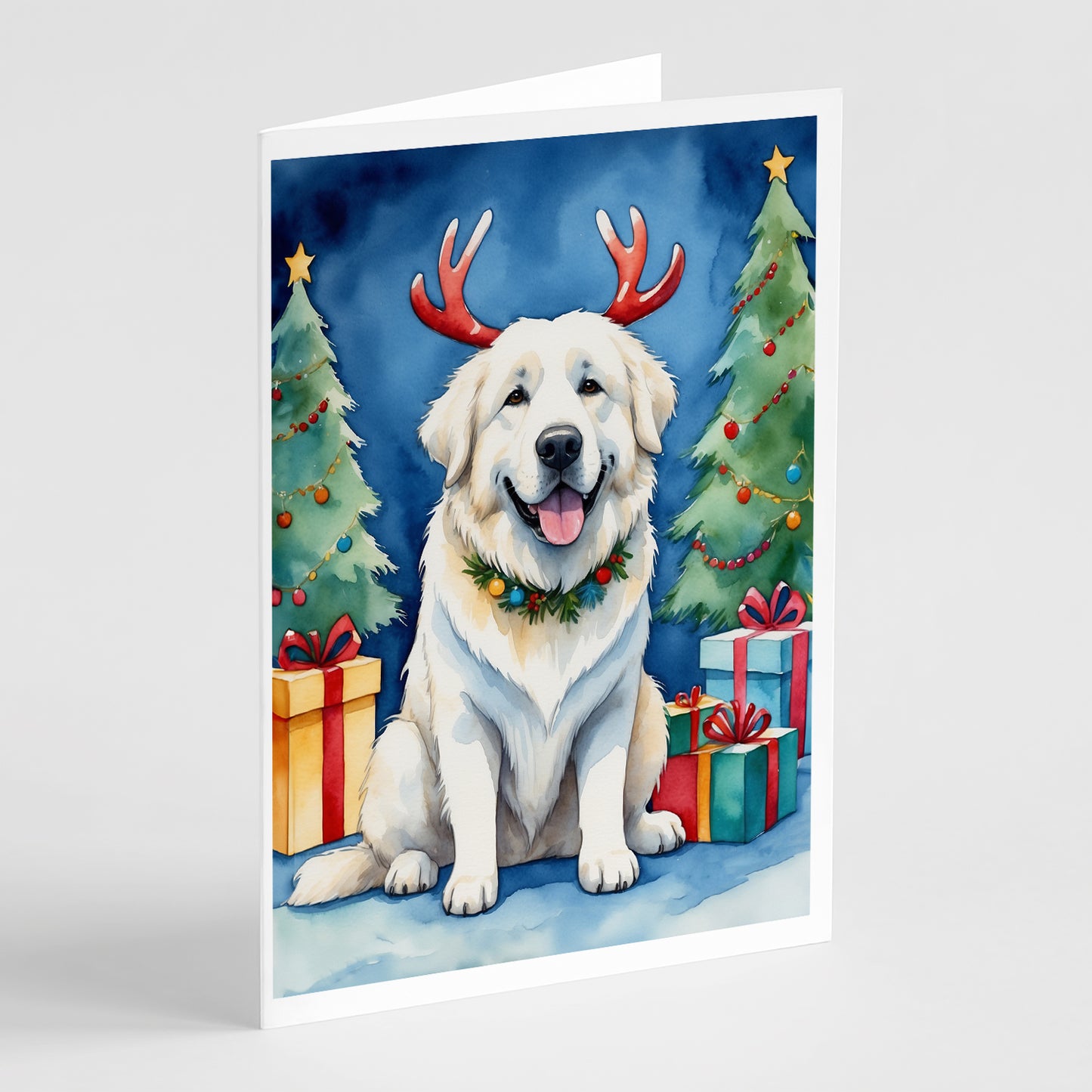 Buy this Great Pyrenees Christmas Reindeer Greeting Cards Pack of 8