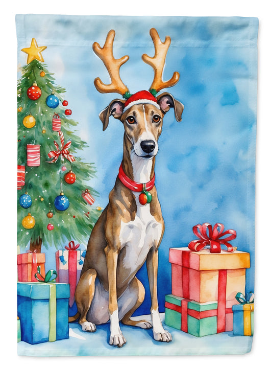 Buy this Brindle Greyhound Christmas Reindeer House Flag