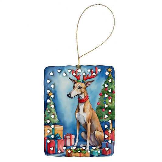 Buy this Greyhound Christmas Reindeer Porcelain Ornament