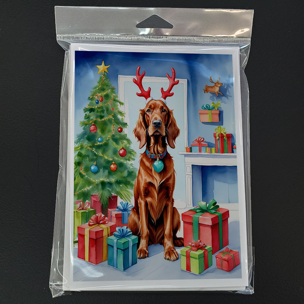 Irish Setter Christmas Reindeer Greeting Cards Pack of 8