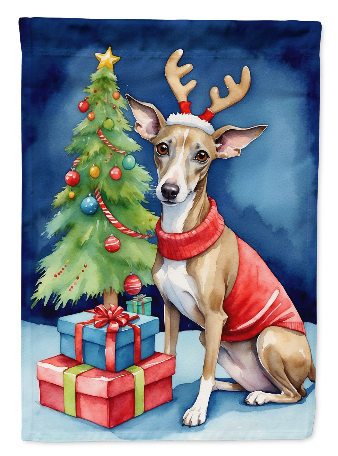 Buy this Italian Greyhound Christmas Reindeer House Flag