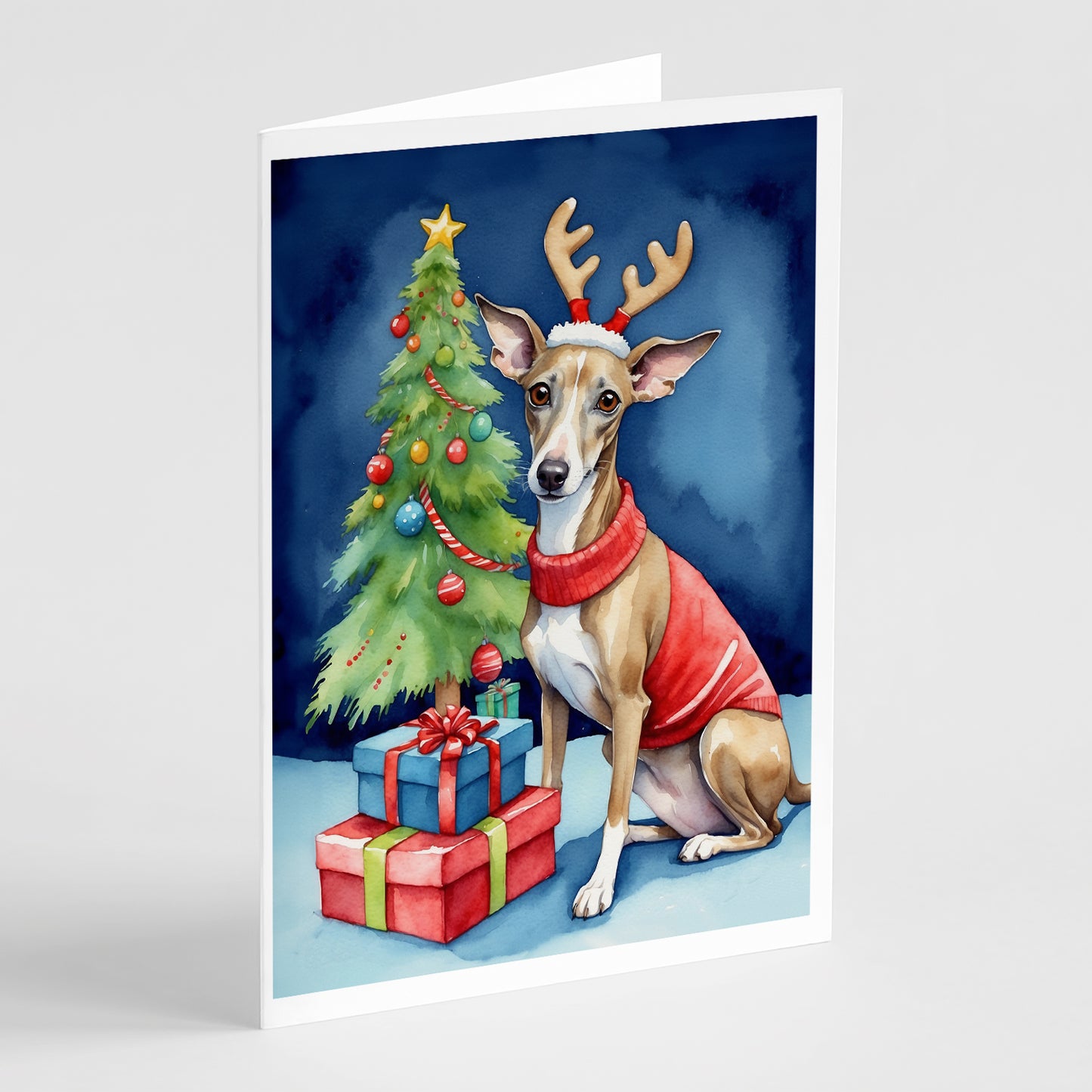 Buy this Italian Greyhound Christmas Reindeer Greeting Cards Pack of 8