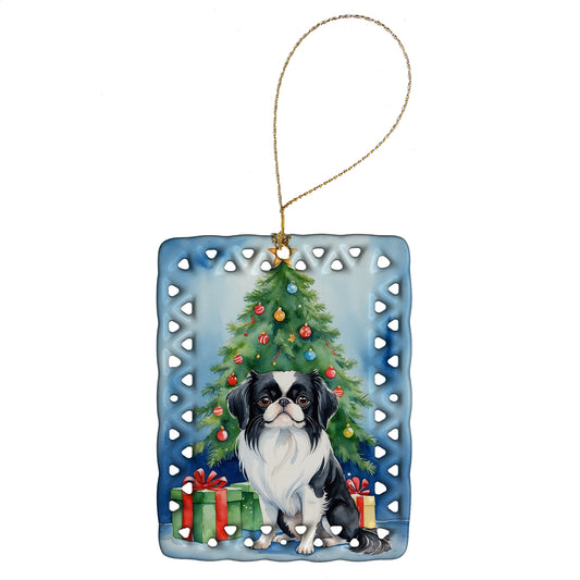 Buy this Japanese Chin Christmas Reindeer Porcelain Ornament