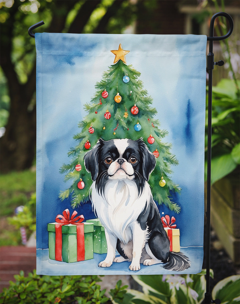 Japanese Chin Christmas Reindeer Garden Flag
