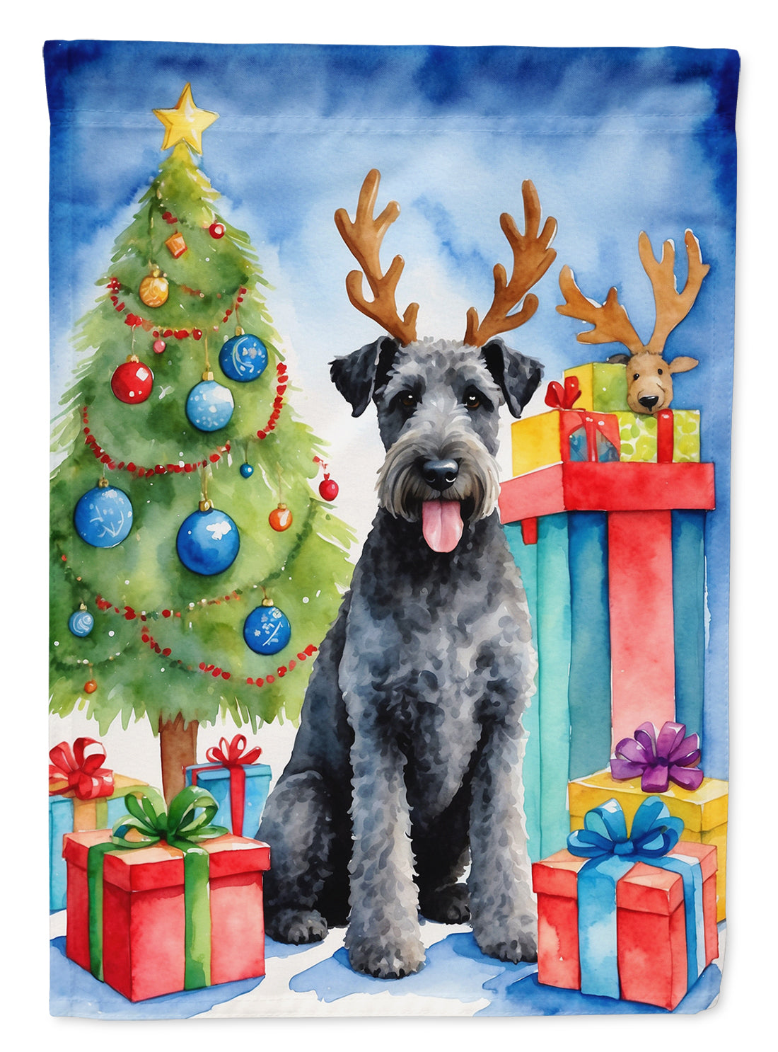 Buy this Kerry Blue Terrier Christmas Reindeer House Flag