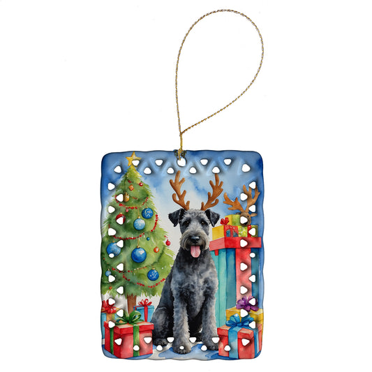 Buy this Kerry Blue Terrier Christmas Reindeer Porcelain Ornament