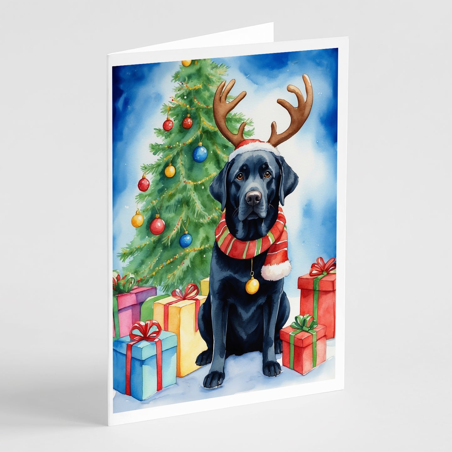 Buy this Black Labrador Retriever Christmas Reindeer Greeting Cards Pack of 8