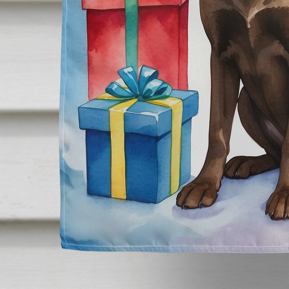 Chocolate Labrador Retriever Christmas Reindeer House Flag