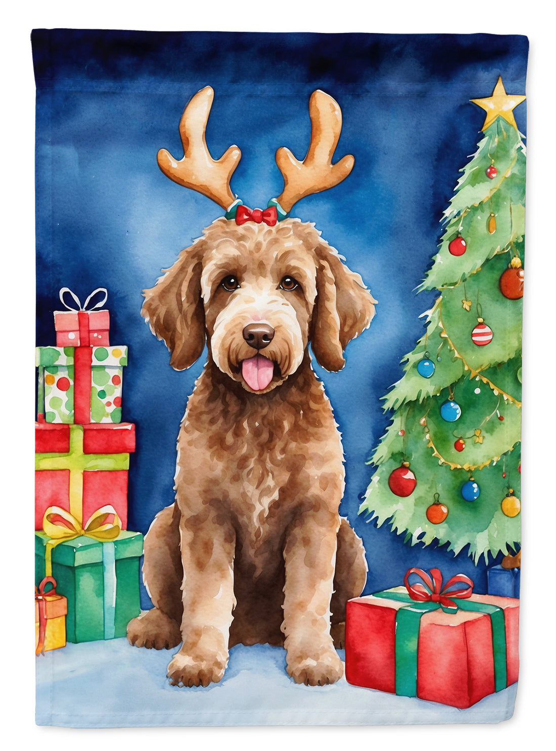 Buy this Labradoodle Christmas Reindeer House Flag