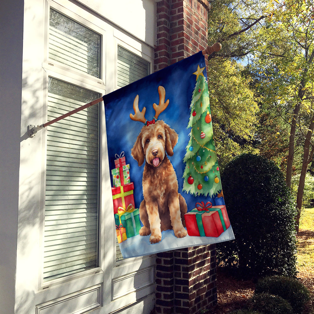 Labradoodle Christmas Reindeer House Flag