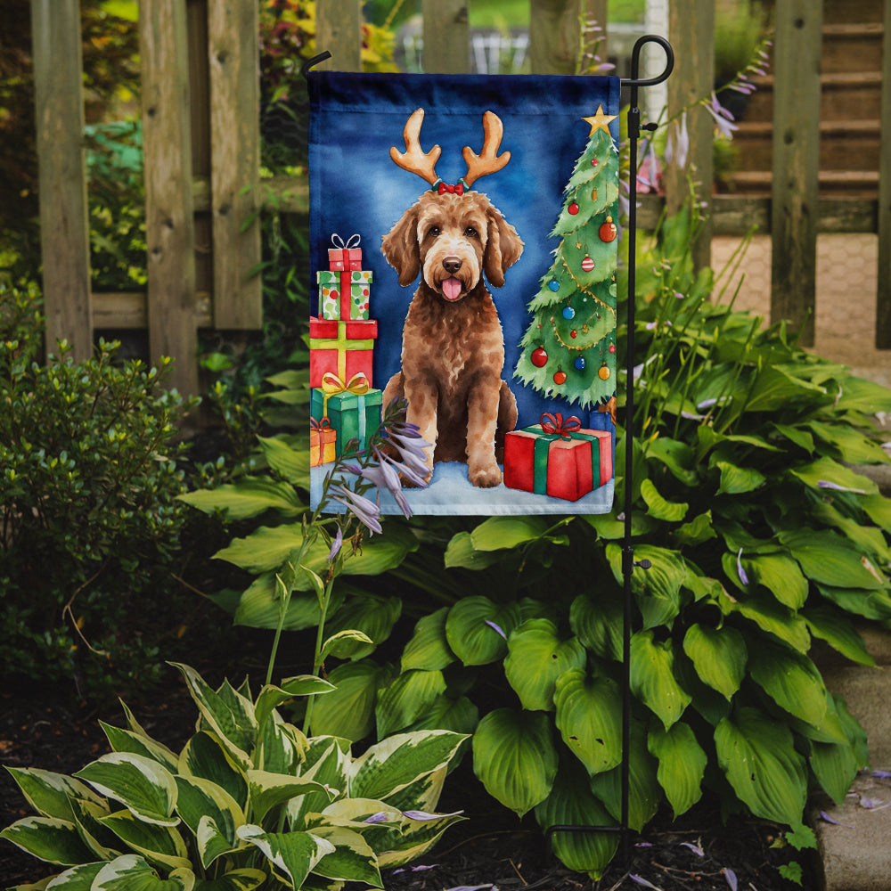 Labradoodle Christmas Reindeer Garden Flag