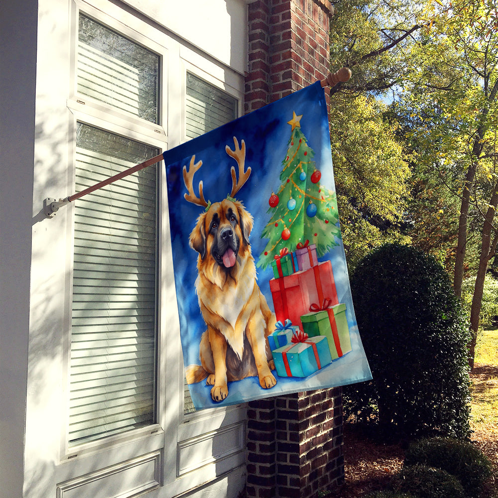 Leonberger Christmas Reindeer House Flag