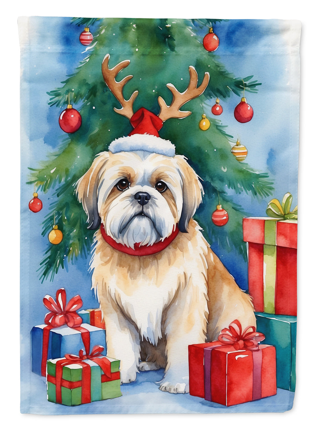 Buy this Lhasa Apso Christmas Reindeer House Flag