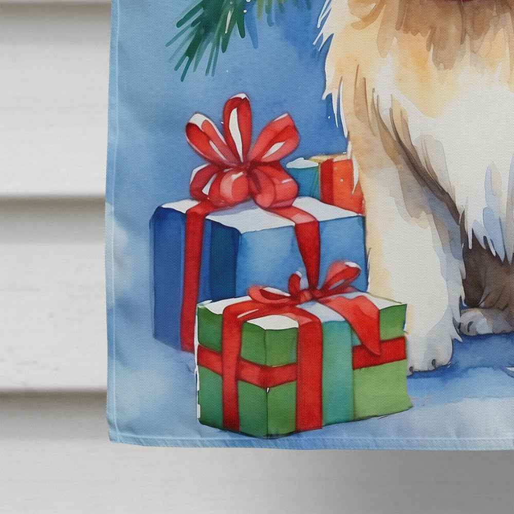 Lhasa Apso Christmas Reindeer House Flag