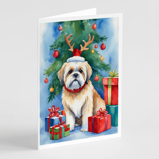 Buy this Lhasa Apso Christmas Reindeer Greeting Cards Pack of 8