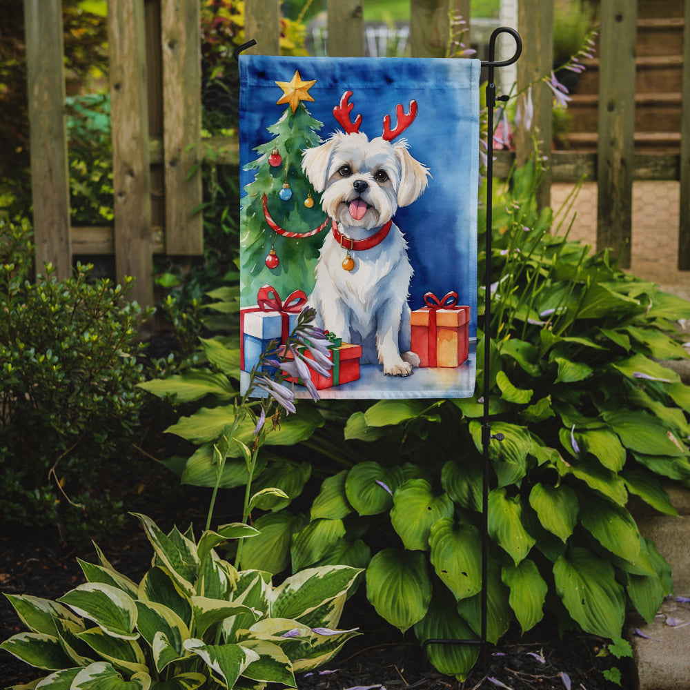 Maltese Christmas Reindeer Garden Flag