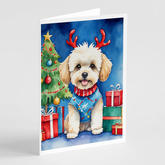 Buy this Maltipoo Christmas Reindeer Greeting Cards Pack of 8