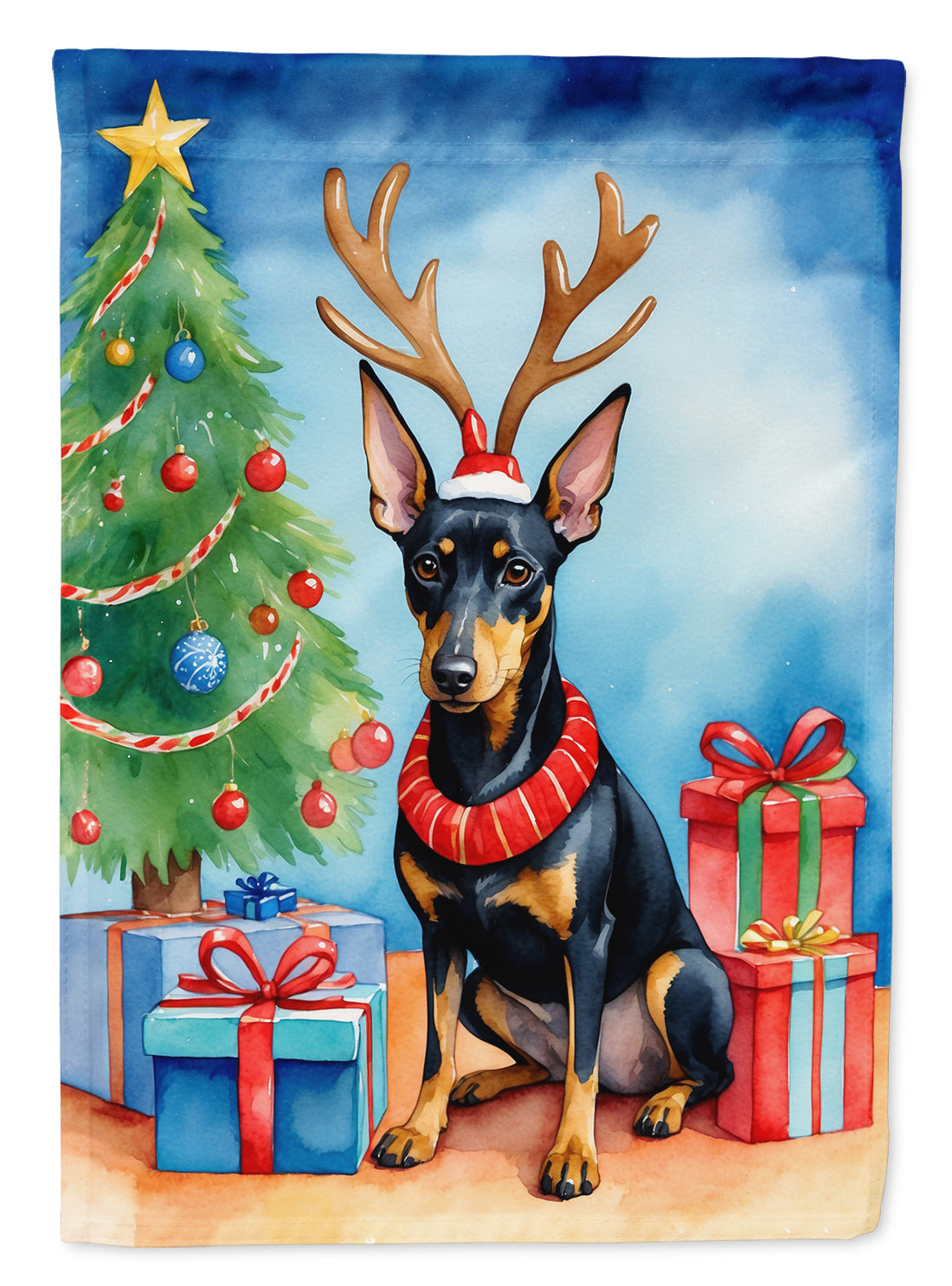 Buy this Manchester Terrier Christmas Reindeer House Flag