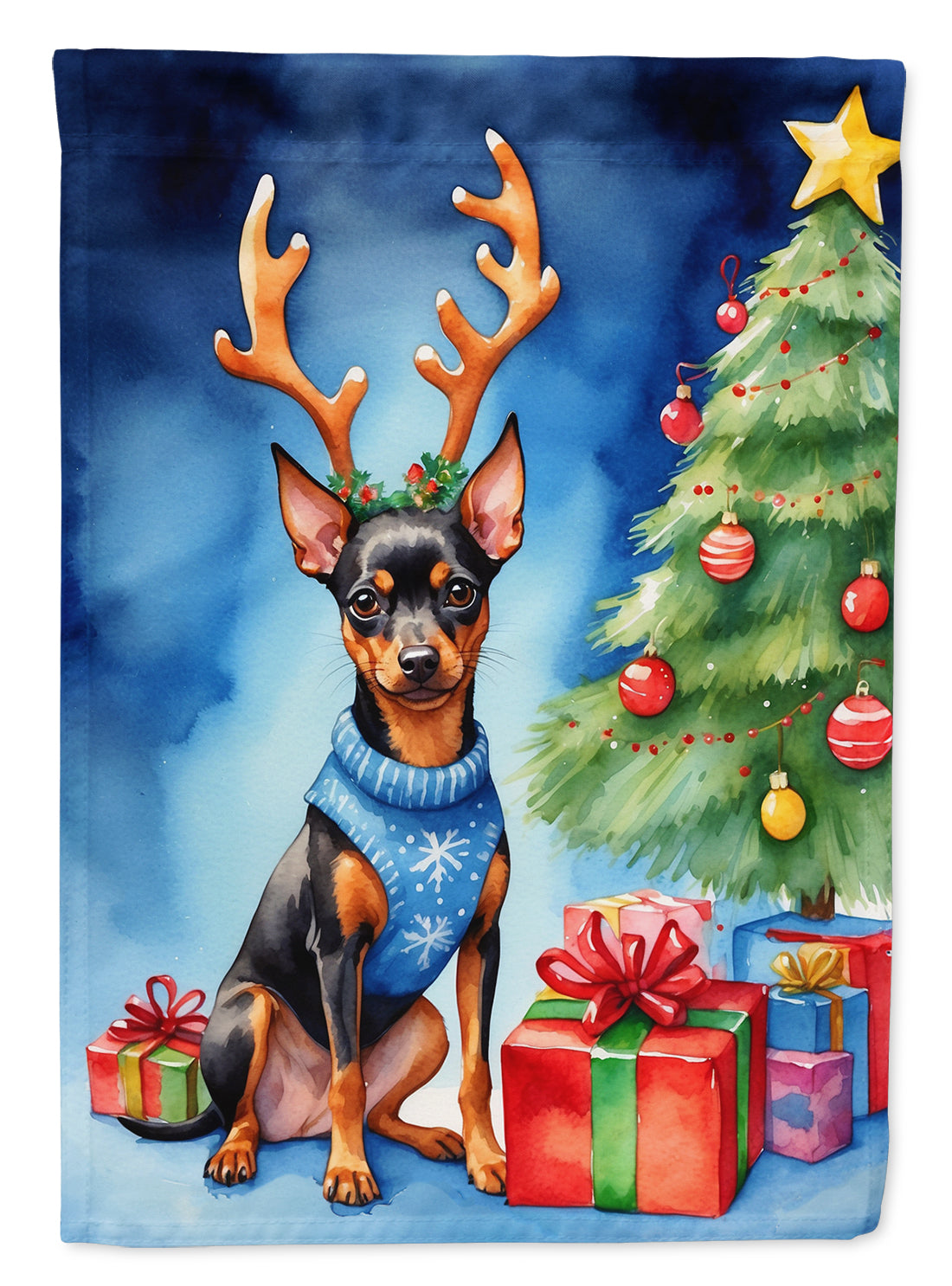 Buy this Miniature Pinscher Christmas Reindeer House Flag